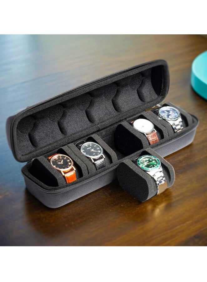 Arabest Hard Watch Travel Case, 5 slot Watch Roll Case Storage and Organizer for Men and Women, with anti-move watch pillow - Image 3