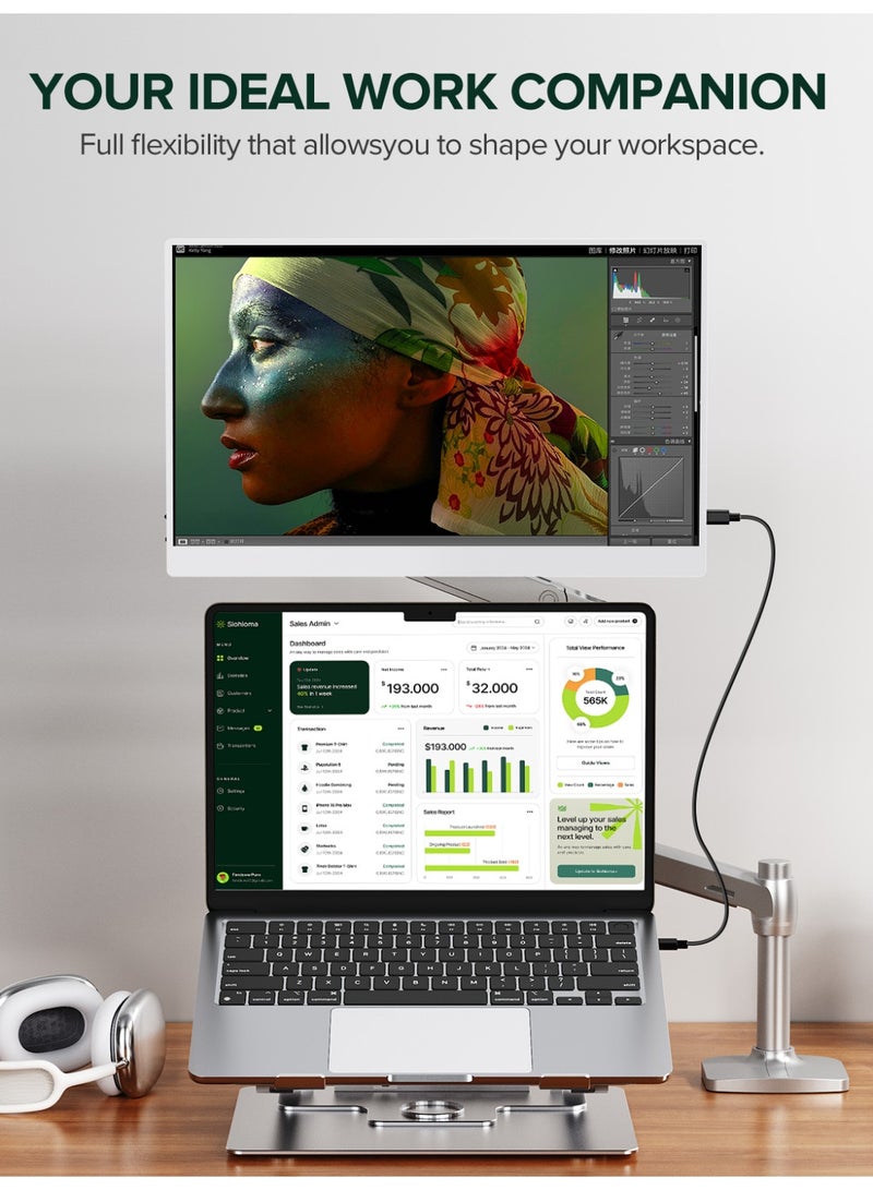 أوبيرفكت شاشة محمولة للكمبيوتر المحمول 15.6 بوصة 60 هرتز 1920 × 1080 FHD IPS 16:9 منفذ USB C و Mini HDMI شاشة ثانية للكمبيوتر المحمول/الهاتف/جهاز الألعاب، قابلة للتثبيت على VESA - Image 4