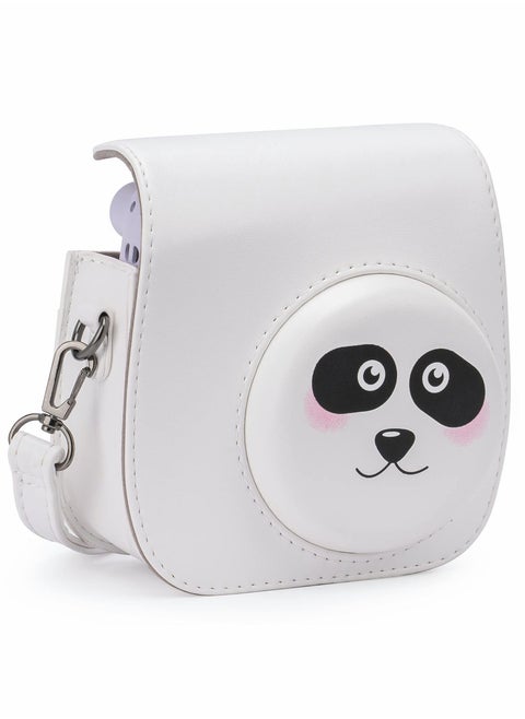 PU Leather Camera Case for Fujifilm Instax Mini 11, with Adjustable Strap and Pocket (Panda)