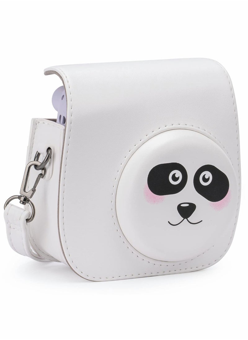 Generic - PU Leather Camera Case for Fujifilm Instax Mini 11, with Adjustable Strap and Pocket (Panda) - Image 1