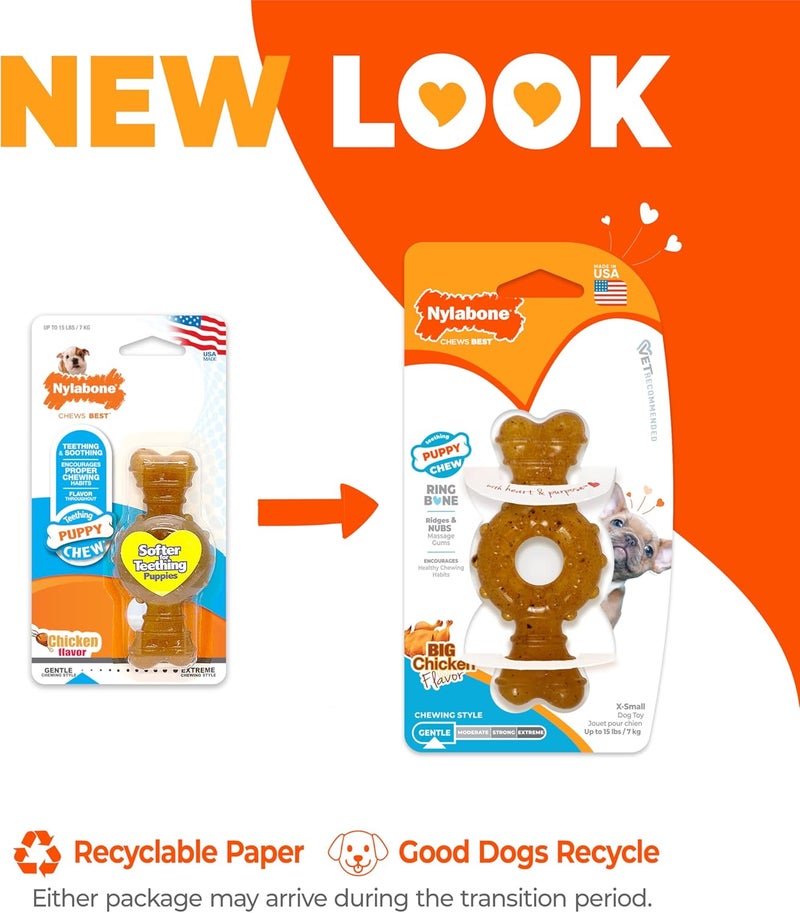 Nylabone Just for Puppies Petit Chicken Flavored Chew Toy for Teething Relief - Image 2