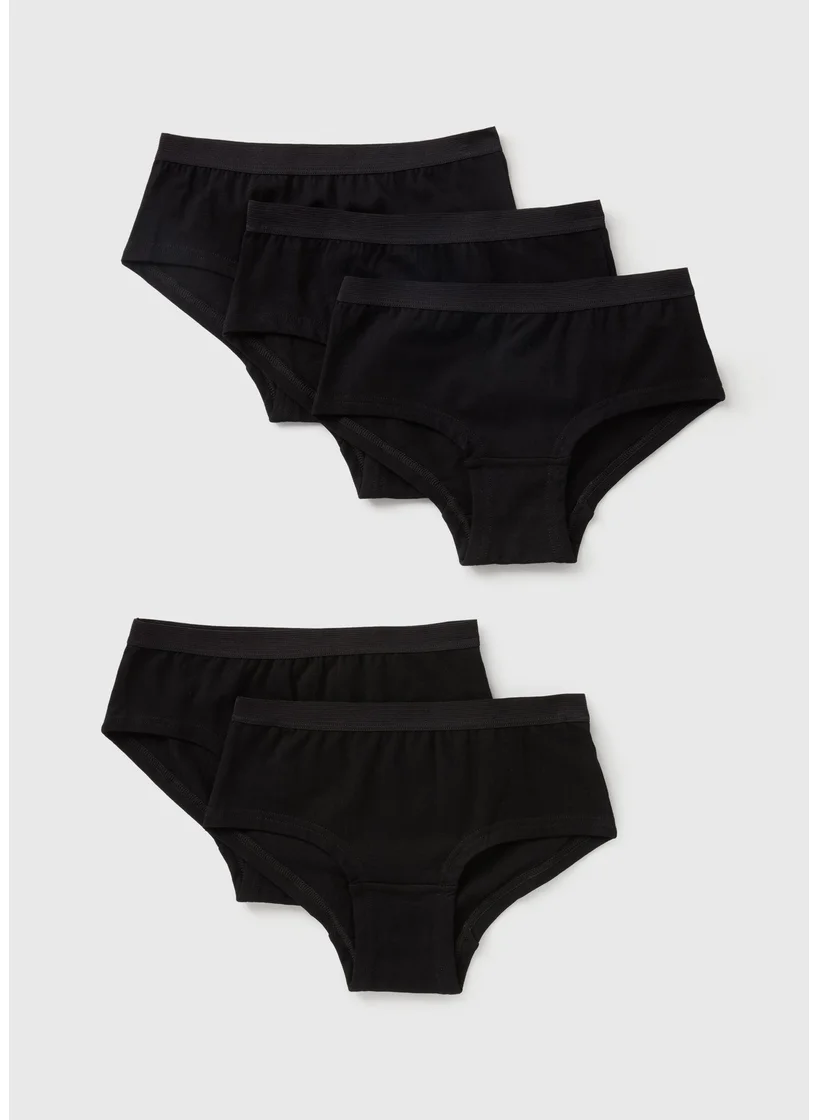 Matalan 5 Pack Black Hipster Briefs