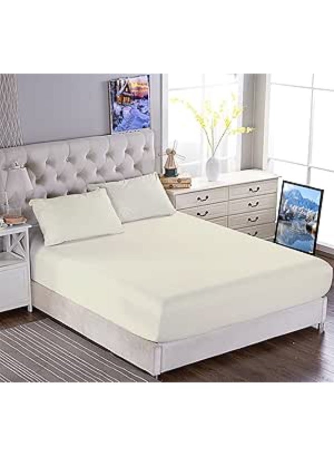 Luxury White Fitted Bed Sheet 180×200 cm – 30 cm Deep Pocket, All-Around Elastic, Soft & Secure Fit - Image 1