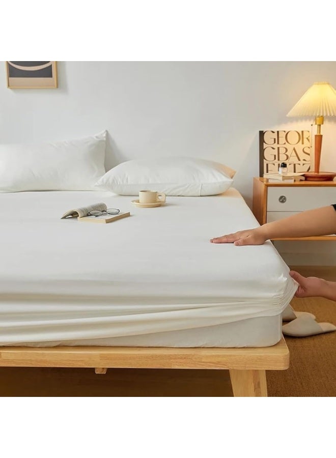 Luxury White Fitted Bed Sheet 180×200 cm – 30 cm Deep Pocket, All-Around Elastic, Soft & Secure Fit - Image 2