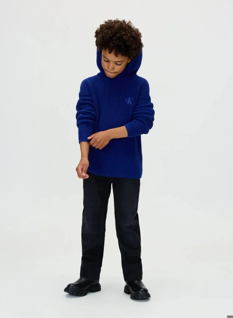 Calvin Klein Jeans Bold Blue Rib Knit Hoodie for Men | Best Price UAE