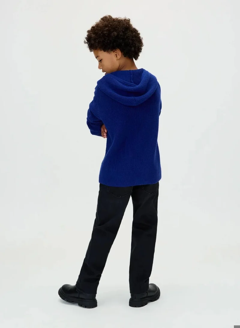 Calvin Klein Jeans Bold Blue Rib Knit Hoodie for Men | Best Price UAE