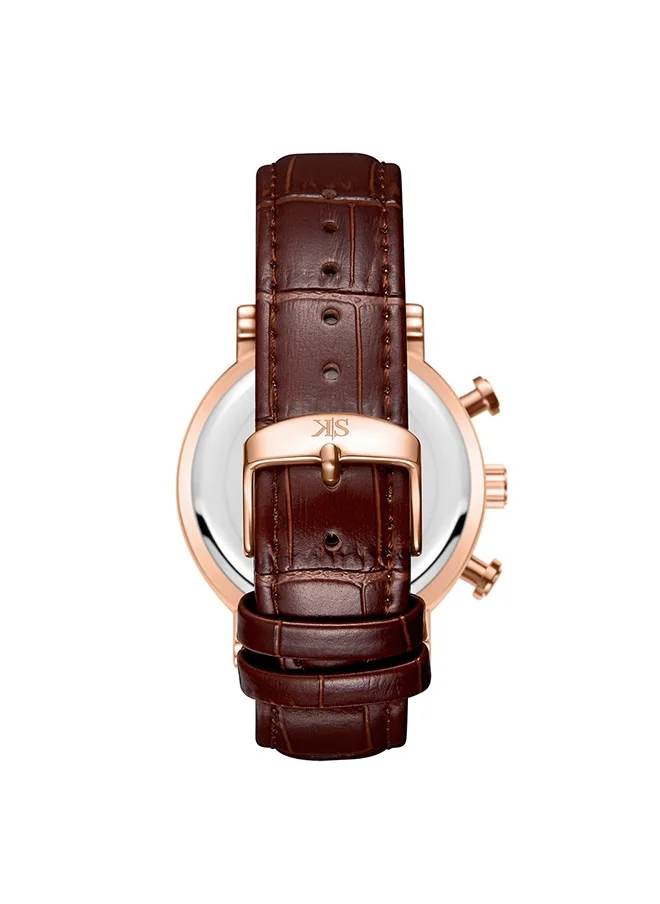 KENNETH SCOTT Kenneth Scott K23151-RLDW Men Chrono & Multi Function Display Watch & Genuine Leather  Strap Dark Brown
