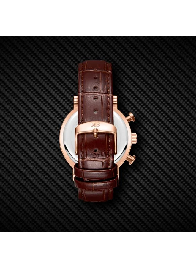 Kenneth Scott white Men's Genuine Leather  Chrono & Multi Function Watch K23151-RLDW - 43 mm for Men | Best Price UAE