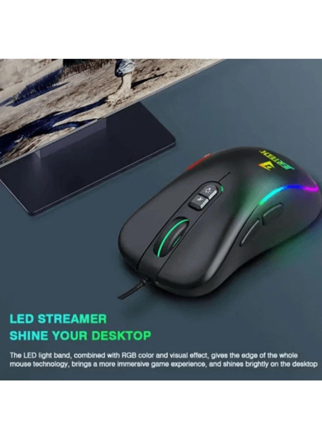 JERTECH XP13 Gaming Mouse – 3600 DPI – RGB Lighting – 7 Buttons – Wired Macro Mouse – Black - Image 4