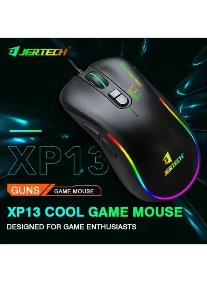 JERTECH XP13 Gaming Mouse – 3600 DPI – RGB Lighting – 7 Buttons – Wired Macro Mouse – Black - Image 2
