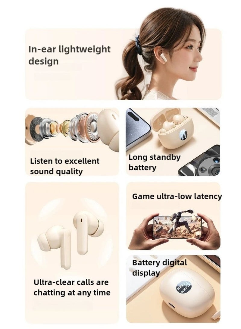 Arabest Wireless Bluetooth Earbuds, Headphone & Earphones with Active Noise Cancelling,Deep Bass,LED Power Display, Stereo Sound, White  - Image 5