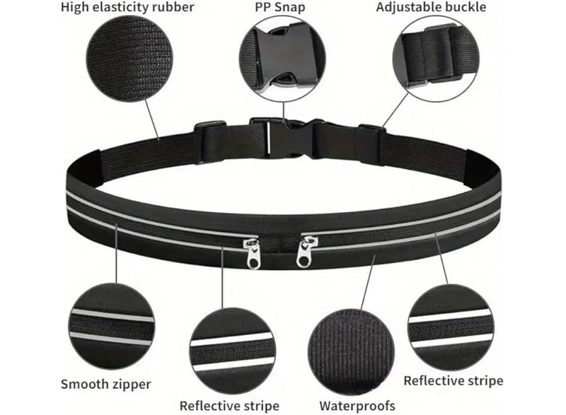 Slim Running Belt, Waist Pack for Women and Men, Mobile Phone Holder for Runners, Waist Belt for Exercise, Jogging, Hiking and Cycling, Money Belt and Running Equipment Accessories (Multi-Color-Grey) - Image 4