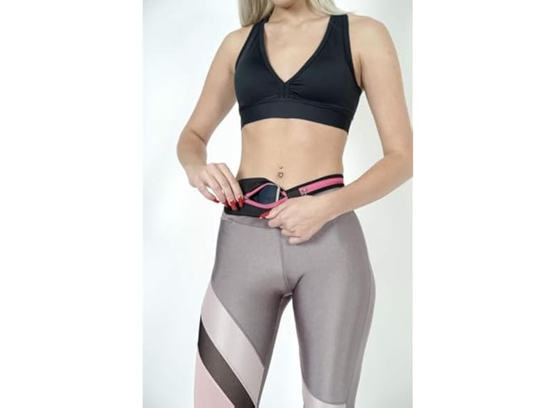 Slim Running Belt, Waist Pack for Women and Men, Mobile Phone Holder for Runners, Waist Belt for Exercise, Jogging, Hiking and Cycling, Money Belt and Running Equipment Accessories (Multi-Color-Grey) - Image 2