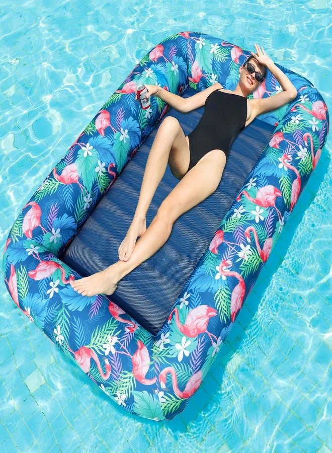FindUWill Oversized Pool Float Lounger for Adults - 72"x49" Extra Large Heavy Duty Pool Floats, Soft Fabric Covered Pool Rafts for Backyard, Lake & Beach (Flamingo) - Image 1