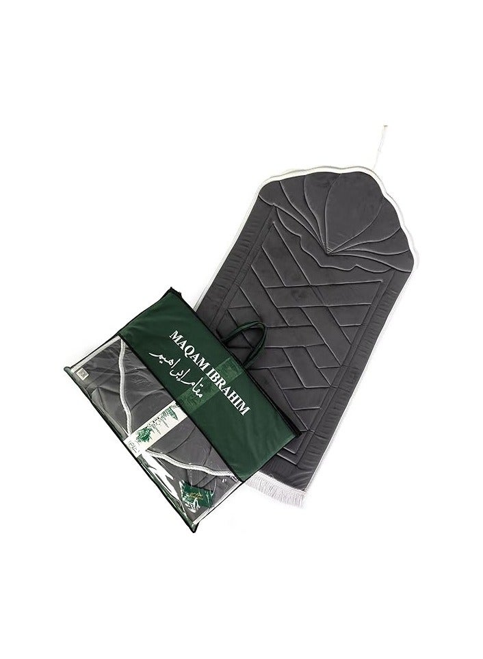 Maqam Ibrahim Premium Padded Prayer Mat - Size 65 * 120 cm, Perfume The Kaaba - A Unique Gift for All Occasions for a Unique Spiritual Experience in the Shape of a Mihrab (Grey Lotus)  - Image 1