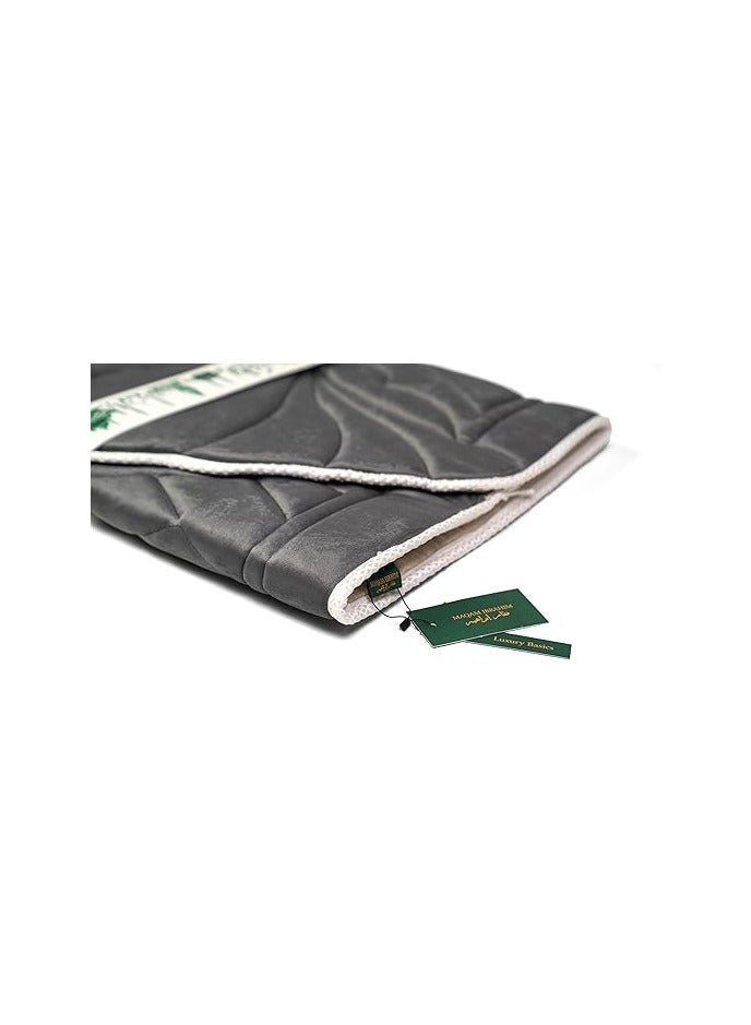 Maqam Ibrahim Premium Padded Prayer Mat - Size 65 * 120 cm, Perfume The Kaaba - A Unique Gift for All Occasions for a Unique Spiritual Experience in the Shape of a Mihrab (Grey Lotus)  - Image 3