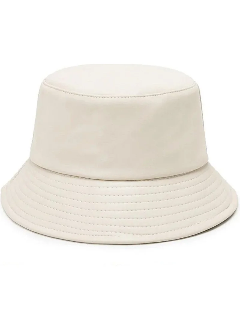 Bahels Beige Leather Bucket Hat