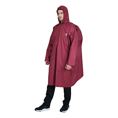 ROCKSPORT Unisex Hooded Rain Poncho for Adult,Waterproof, lightweight,Reusable& Packable, One Size Fits Most, Free Size(Maroon) - Image 1