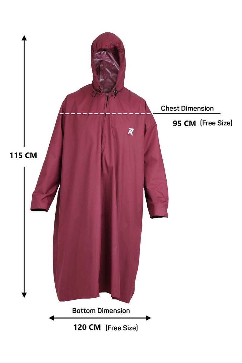 ROCKSPORT Unisex Hooded Rain Poncho for Adult,Waterproof, lightweight,Reusable& Packable, One Size Fits Most, Free Size(Maroon) - Image 2