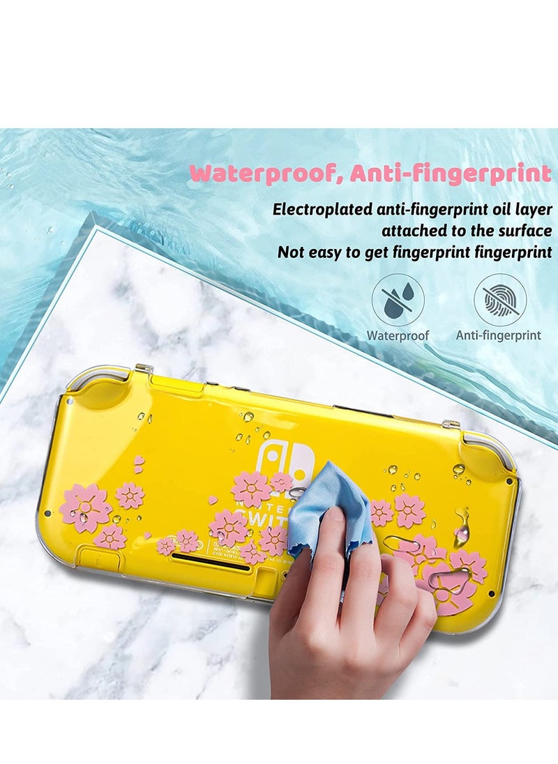 SYOSI - Protective Case for Switch Lite Clear Hard PC Cover Split Design Shockproof Anti-Scratch Shell Accessories for Joycon Controller with ShockAbsorption Pink Sakura - Image 1