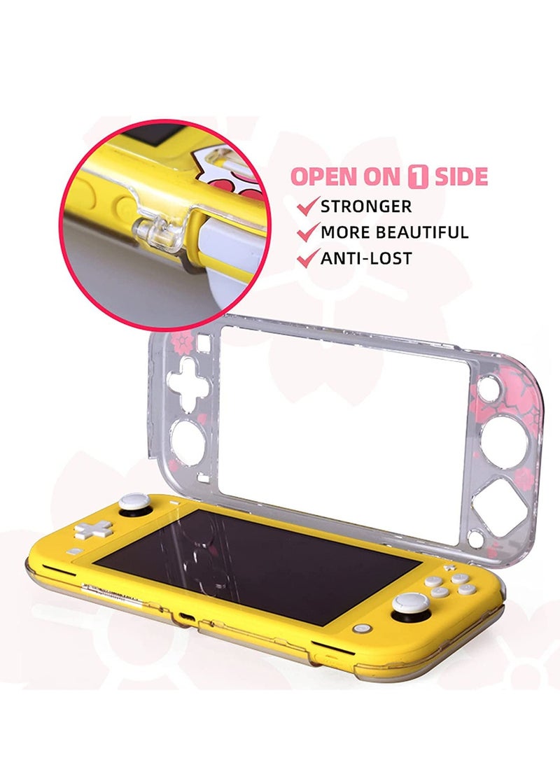 SYOSI - Protective Case for Switch Lite Clear Hard PC Cover Split Design Shockproof Anti-Scratch Shell Accessories for Joycon Controller with ShockAbsorption Pink Sakura - Image 1