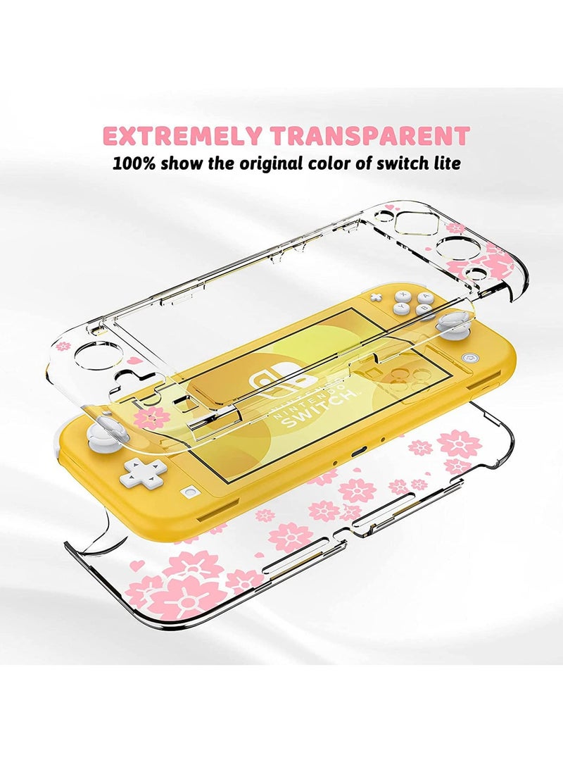 SYOSI - Protective Case for Switch Lite Clear Hard PC Cover Split Design Shockproof Anti-Scratch Shell Accessories for Joycon Controller with ShockAbsorption Pink Sakura - Image 1