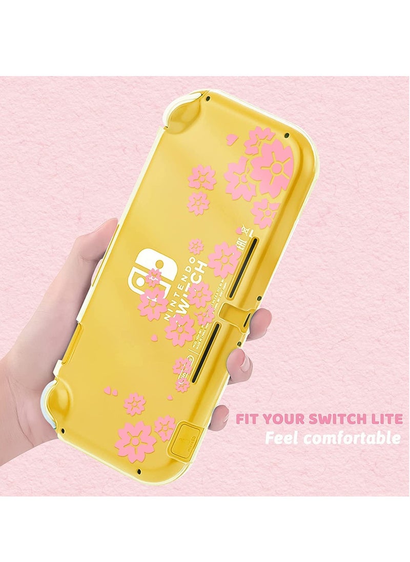SYOSI - Protective Case for Switch Lite Clear Hard PC Cover Split Design Shockproof Anti-Scratch Shell Accessories for Joycon Controller with ShockAbsorption Pink Sakura - Image 1