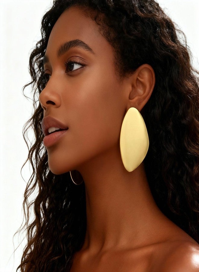 Frodete Gold Statement Earrings for Women Big Gold Large Chunky Irregular Geometric Drop Dangle Oval Round Pebble Shape Fashion Jewelry, Metal, No Gemstone - Image 3