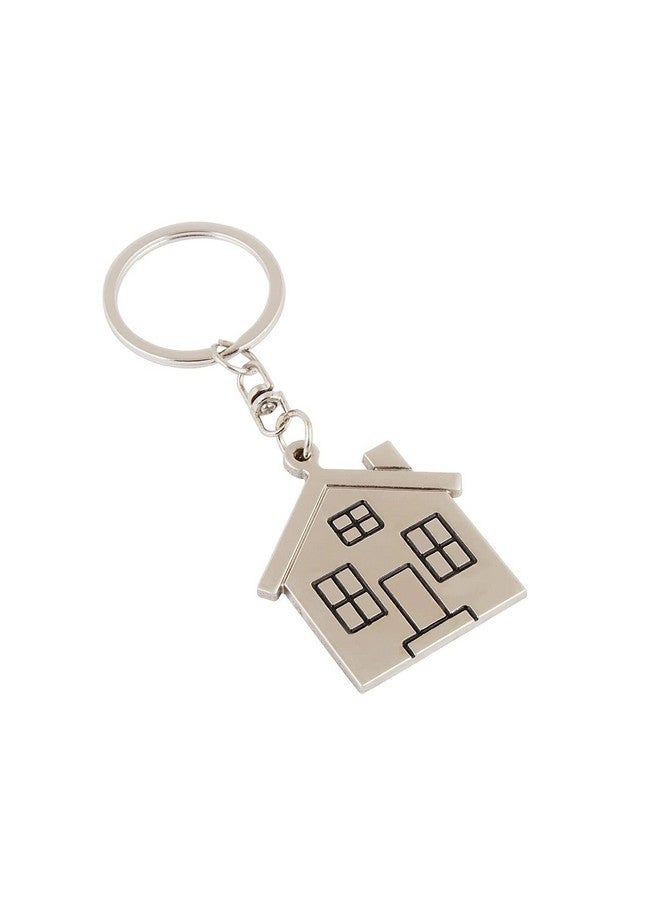 Relicon Dream Home Sweet Home | Apna Ghar | House (R-2) Silver Metal Keychain for Housewarming Gift Couple Men Women Keyring