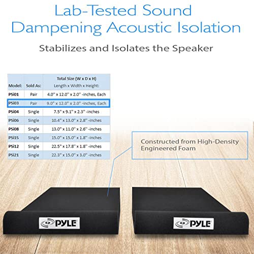 Pyle Sound Dampening Speaker Riser Foam - Audio Acoustic Noise Isolation Platform Pads Recoil Stabilizer For Studio Monitor, Subwoofer, Loud Speakers - Pyle PSI03 - Pack of 2,Black - Image 5