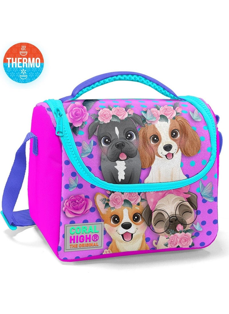 CORAL HIGH - Kids Pink Dog Patterned Thermo Lunchbox 11750 - Image 1