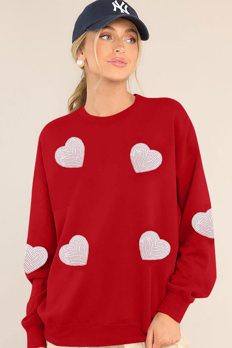 MAXIMGR Valentines Sweatshirt Women Teacher Valentine Shirts sequin Love Heart Graphic Tee Valentine's Day Gift Pullover - Image 4