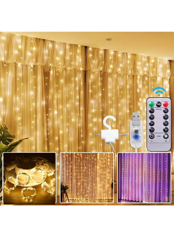 سلسلة أضوية ستائرية بأسلاك فضية 300 - 200 - 100 لمبة، 8 أوضاع، تعمل بواسطة USB، جهاز تحكم عن بعد، متعددة الألوان، بطول 118.11 بوصة و39.37 بوصة، 100 لمبة، ديكور لغرفة النوم، حفلات الزفاف، الحفلات، المنزل، الجدران، إضاءة لعيد الشكر وعيد الميلاد. - Image 5
