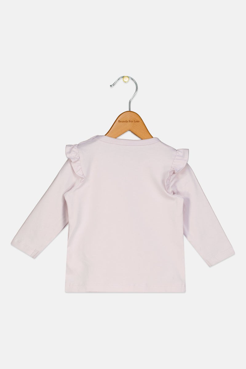 NAME IT بلوزة بنات للأطفال بأكمام طويلة وياقة دائرية، لافندر - Image 2