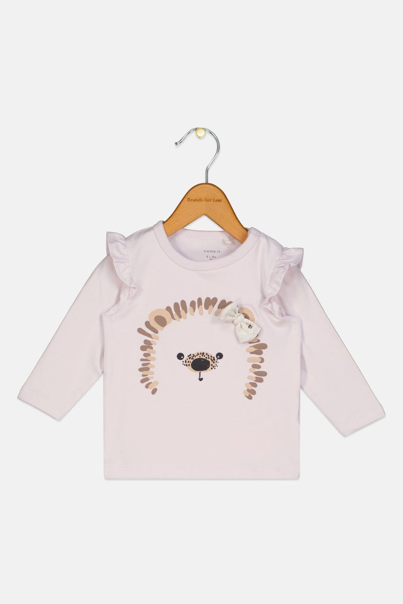 NAME IT بلوزة بنات للأطفال بأكمام طويلة وياقة دائرية، لافندر - Image 1