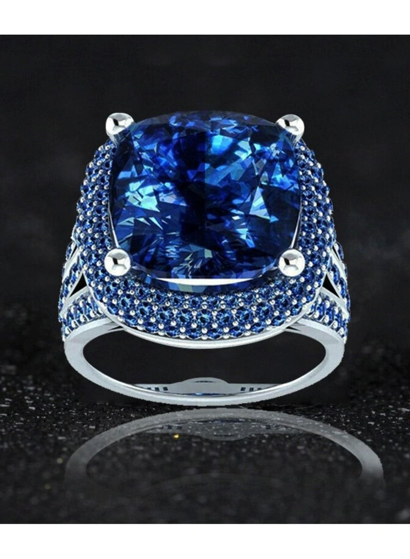 استراتيجية خاتم مرصع بالزركونيا من الفولاذ الإسترليني مع تلوين ذهبي - Image 5