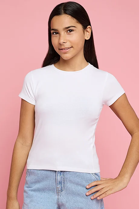 R&B Solid T-Shirt with Crew Neck and Short Sleeves