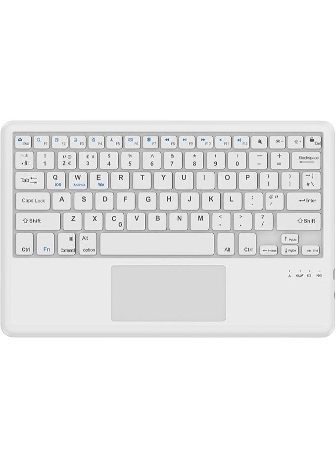 كيبورد بلوتوث مع تاتش باد للآيباد والتابلت – لوحة مفاتيح لاسلكية نحيفة خفيفة وقابلة للشحن، متوافقة مع iOS وأندرويد وويندوز (أبيض) - Image 1