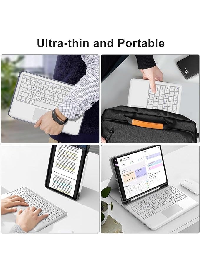 كيبورد بلوتوث مع تاتش باد للآيباد والتابلت – لوحة مفاتيح لاسلكية نحيفة خفيفة وقابلة للشحن، متوافقة مع iOS وأندرويد وويندوز (أبيض) - Image 3