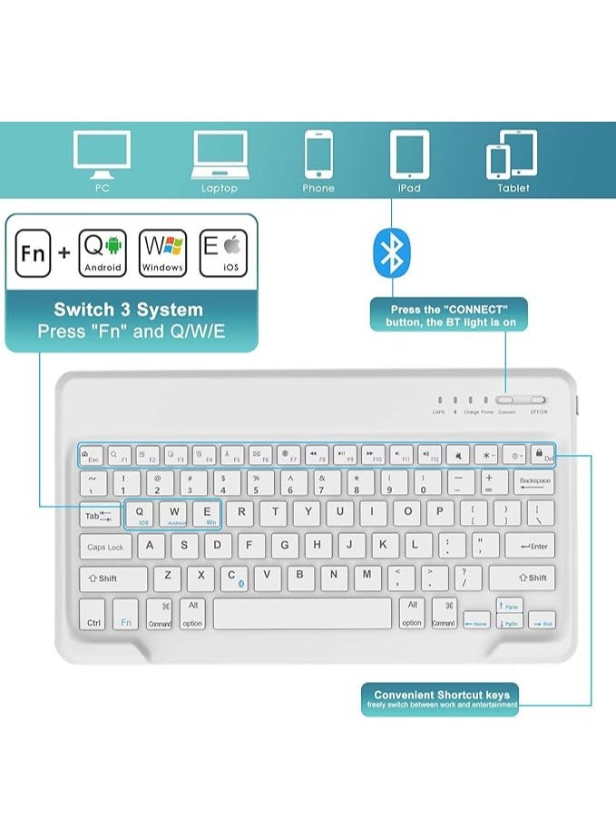 كيبورد بلوتوث مع تاتش باد للآيباد والتابلت – لوحة مفاتيح لاسلكية نحيفة خفيفة وقابلة للشحن، متوافقة مع iOS وأندرويد وويندوز (أبيض) - Image 5