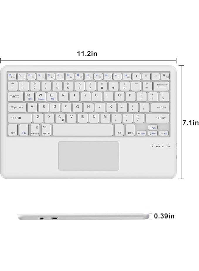 كيبورد بلوتوث مع تاتش باد للآيباد والتابلت – لوحة مفاتيح لاسلكية نحيفة خفيفة وقابلة للشحن، متوافقة مع iOS وأندرويد وويندوز (أبيض) - Image 2
