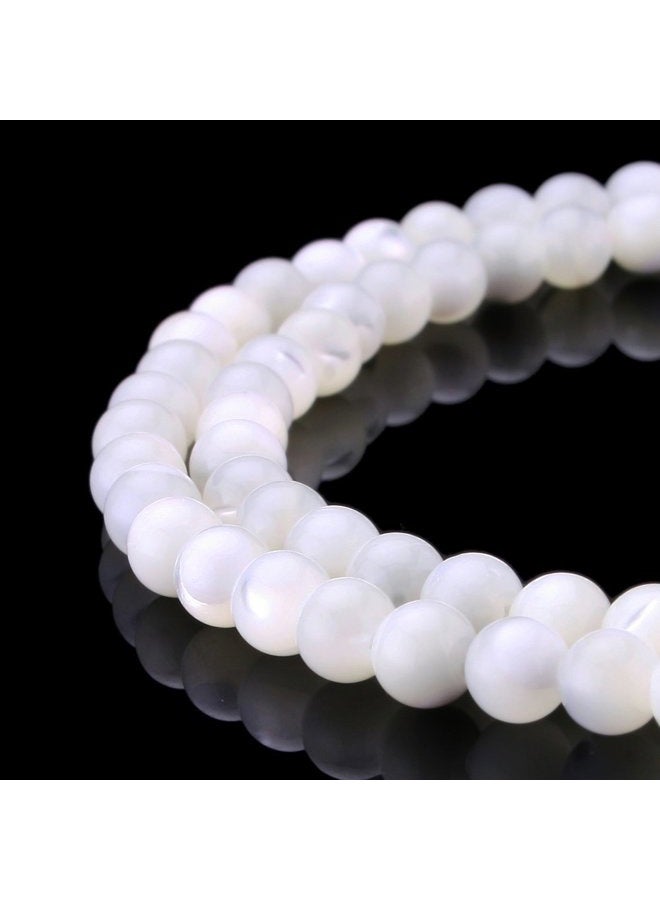 BEADNOVA Natural White Mother of Pearl Shell Beads 4mm Round Loose Energy Healing Beads with Free Crystal Stretch Cord for Jewelry Making (94-96pcs) - Image 1
