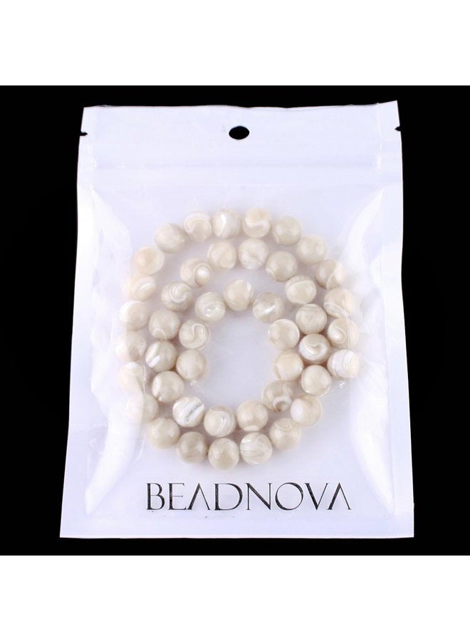 BEADNOVA Natural White Mother of Pearl Shell Beads 4mm Round Loose Energy Healing Beads with Free Crystal Stretch Cord for Jewelry Making (94-96pcs) - Image 3