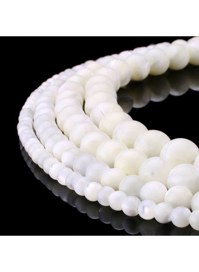 BEADNOVA Natural White Mother of Pearl Shell Beads 4mm Round Loose Energy Healing Beads with Free Crystal Stretch Cord for Jewelry Making (94-96pcs) - Image 2