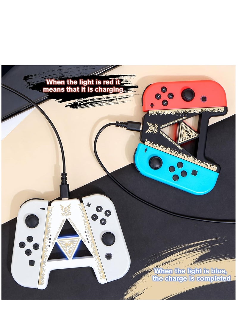 SYOSI Speed Charging Grip for Switch Switch OLED Portable Gaming Comfort Grip Handle Joystick Remote Controllers V-Shaped Anti-Slip Handle Accessories Black Kingdom Gold Trim - Image 5