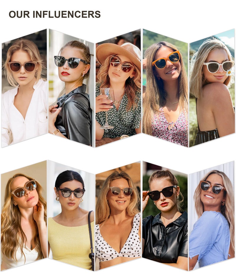 SOJOS Trendy Cat Eye Round Polarized Sunglasses for Women Fashion UV Protection Sunnies Sunglasses SJ2175, Orange Frame/Dark Green Lens - Image 3