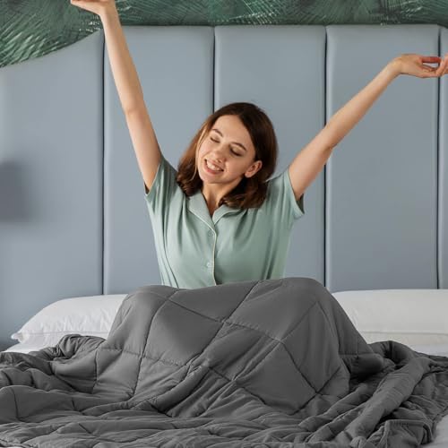 CYMULA Weighted Blanket for Adults (15lbs 48"x72" Twin Size) - Cooling Breathable Heavy Blankets for Summer Winter - Ultra Microfiber Soft Comfort Throw with Glass Beads - Gifts for Men/Women - Image 2
