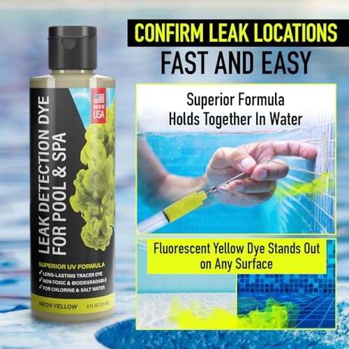 Escentile Pool Leak Detection Dye Kit - with 2 Precision Applicators - Made in USA - Superior Long Lasting UV Pool Dye Easily Locates Leaks - for All Pool, Spa, & Hot Tub Types - 8 OZ (Fluorescent Yellow) - Image 2
