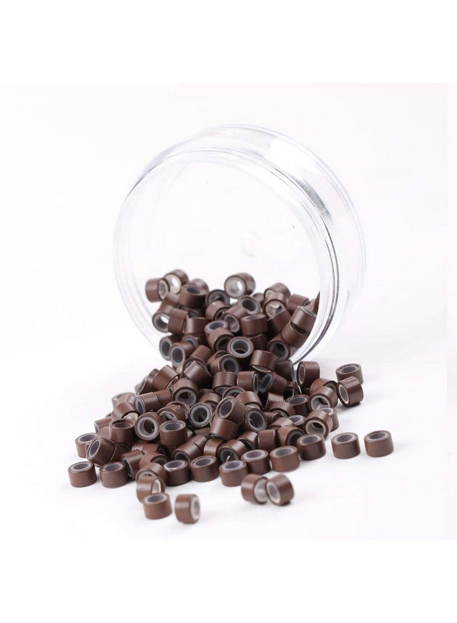 BHF 200Pcs Beads Silicone Aluminium Micro Nano Rings 5.0X3.0X3.0 Mm Lined For I Tip/Nano Hair Extensions Tool Beads (Brown Color) - Image 2