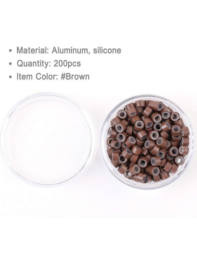 BHF 200Pcs Beads Silicone Aluminium Micro Nano Rings 5.0X3.0X3.0 Mm Lined For I Tip/Nano Hair Extensions Tool Beads (Brown Color) - Image 3